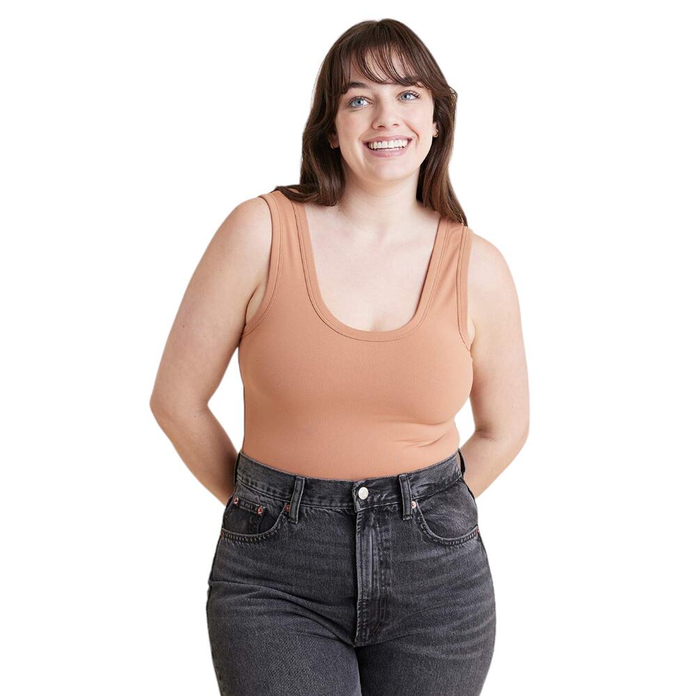 Nuuds Tan Seamless Scoop Tank Bodysuit
